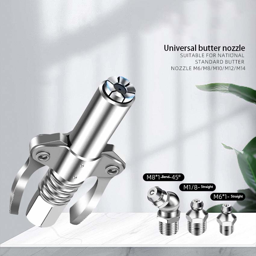 Grease gun nozzle double handle lock clamp type high pressure grease nozzle head button type grease gun nozzle grease gun manual grease nozzle head