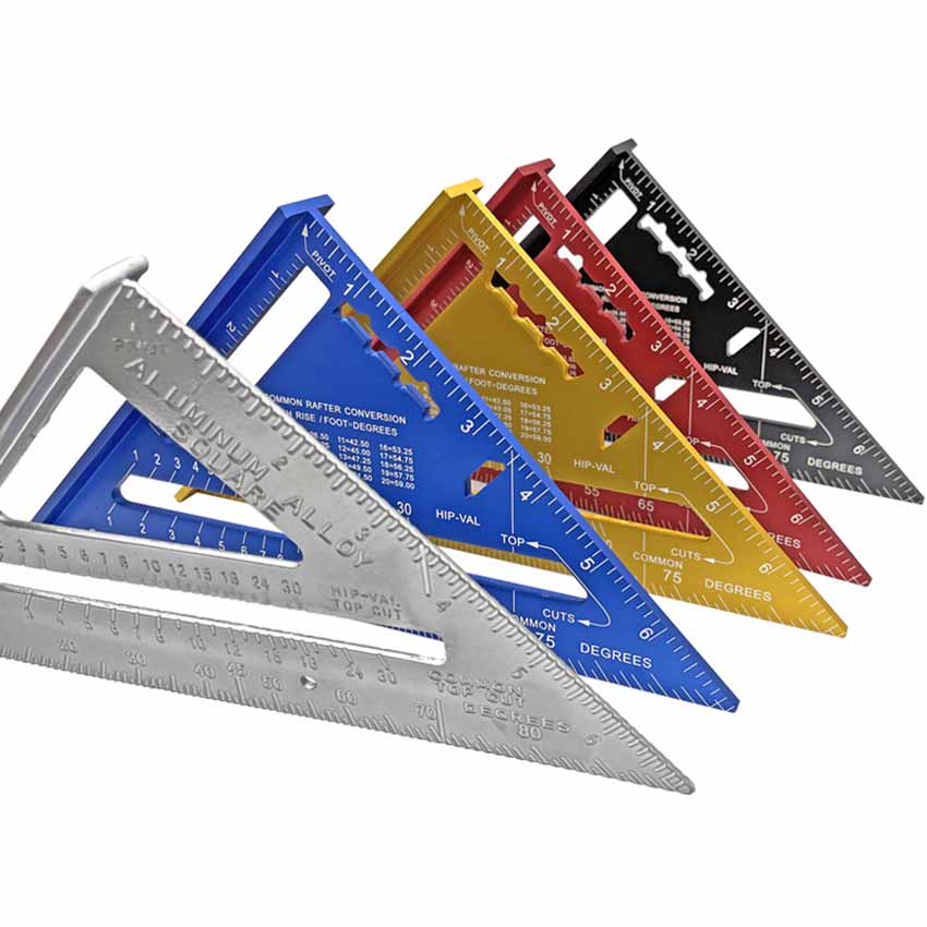 AG001-7 inch 12 inch metric and imperial triangle ruler, 90 degree angle ruler, aluminum alloy woodworking measuring angle ruler