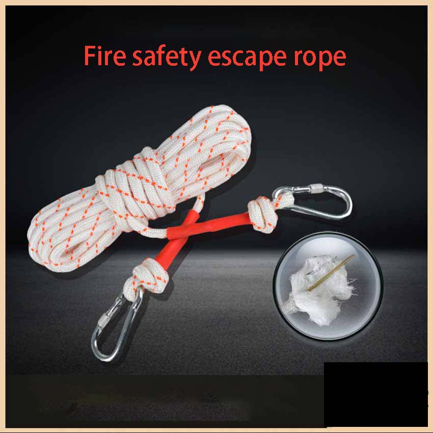 Emergency rescue escape fire rope insurance self rescue rope slow descent outdoor rescue rope double hook steel wire core safety rope