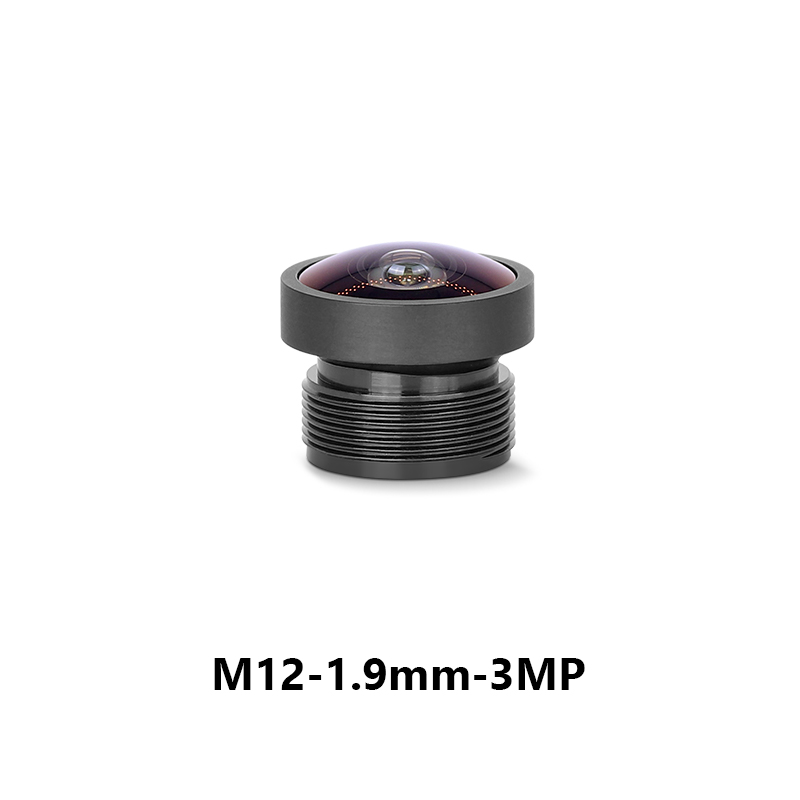 1.9mm F2.3 150° FOV 3MP M12 Mount Fixed Focus Lens for 1/3" Image Format