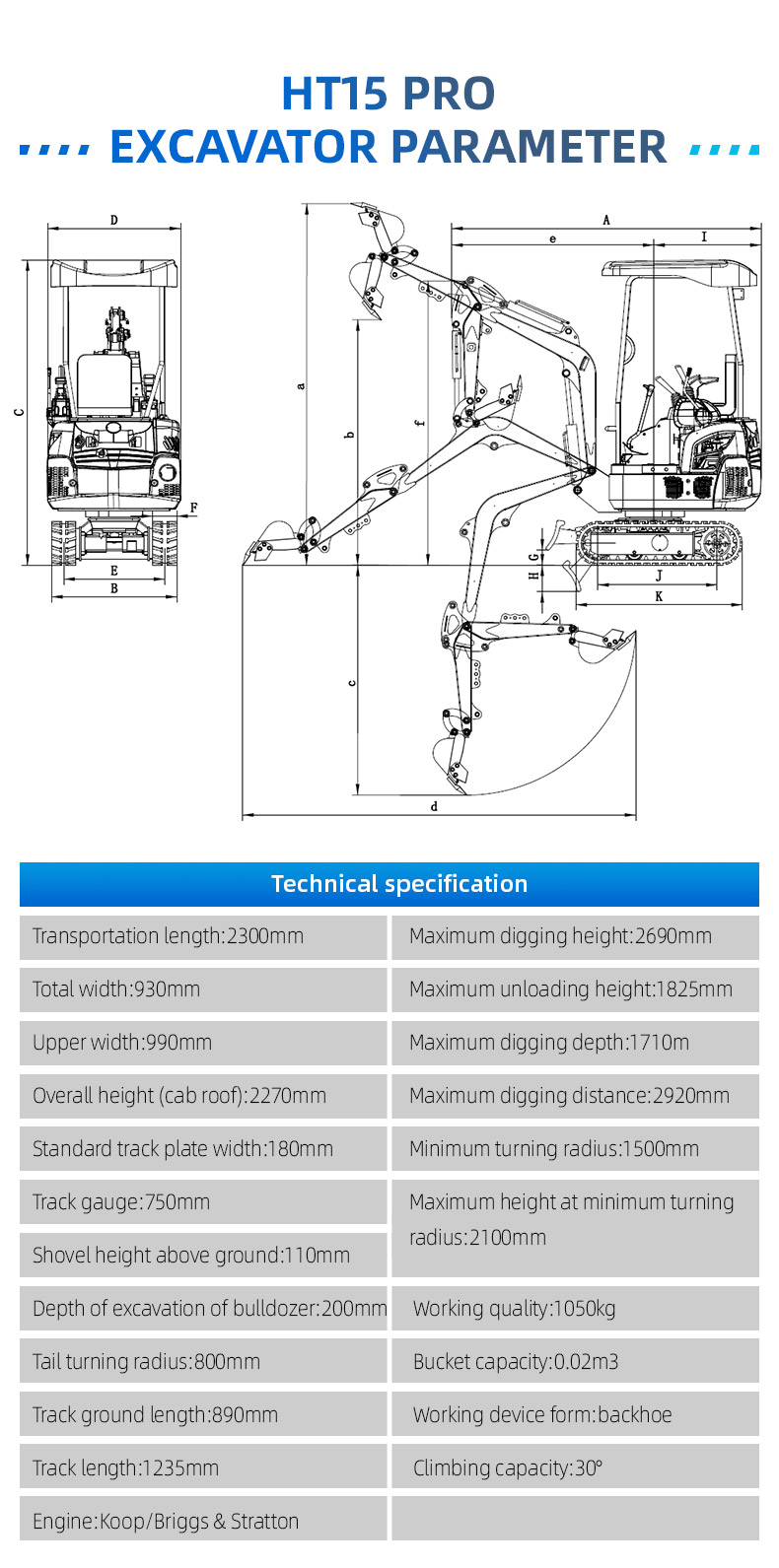 HT15Pro 1.5ton Mini Excavator