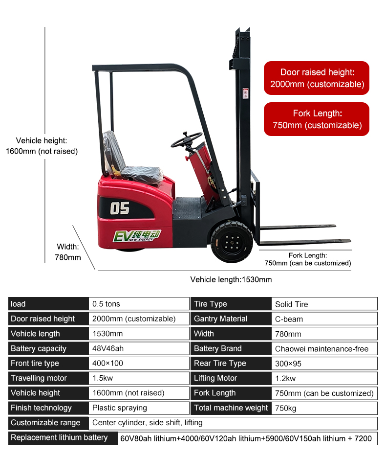 0.5ton Three Wheel Forklift