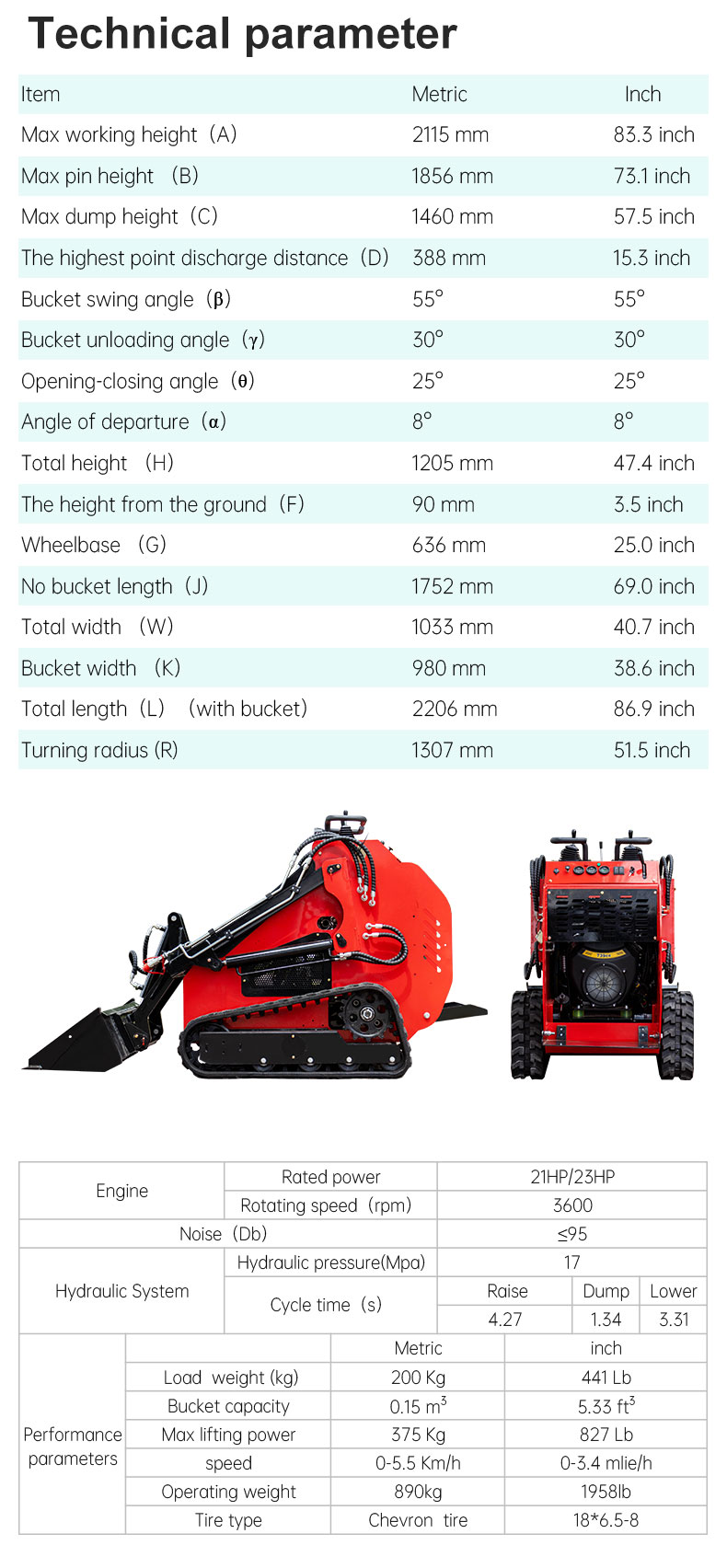 HTHY382T Mini Skid Steer Loader