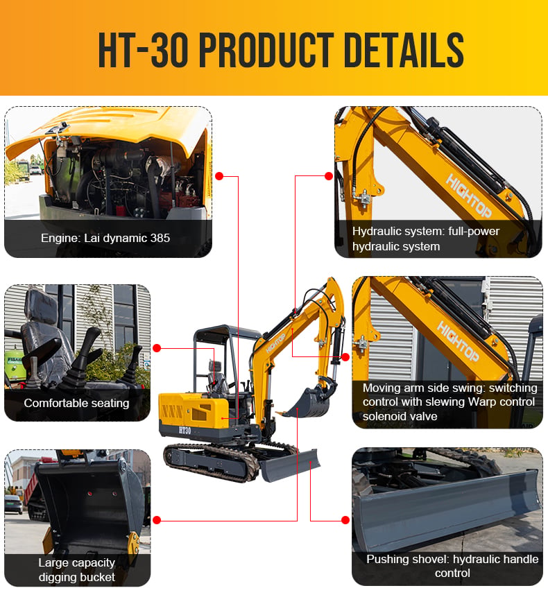 HT30 3T Mini Excavator With Closed Cab