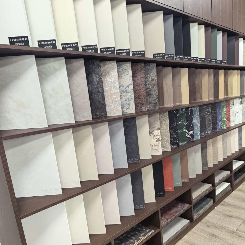 Synchronized Stone pattern and Wood Grain Panels | Italian Mixed-Oil High-End Custom Digital-Printed Decorative Boards | Same-Color Edge Banding | Paint-Free Luxury Furniture Board Collection