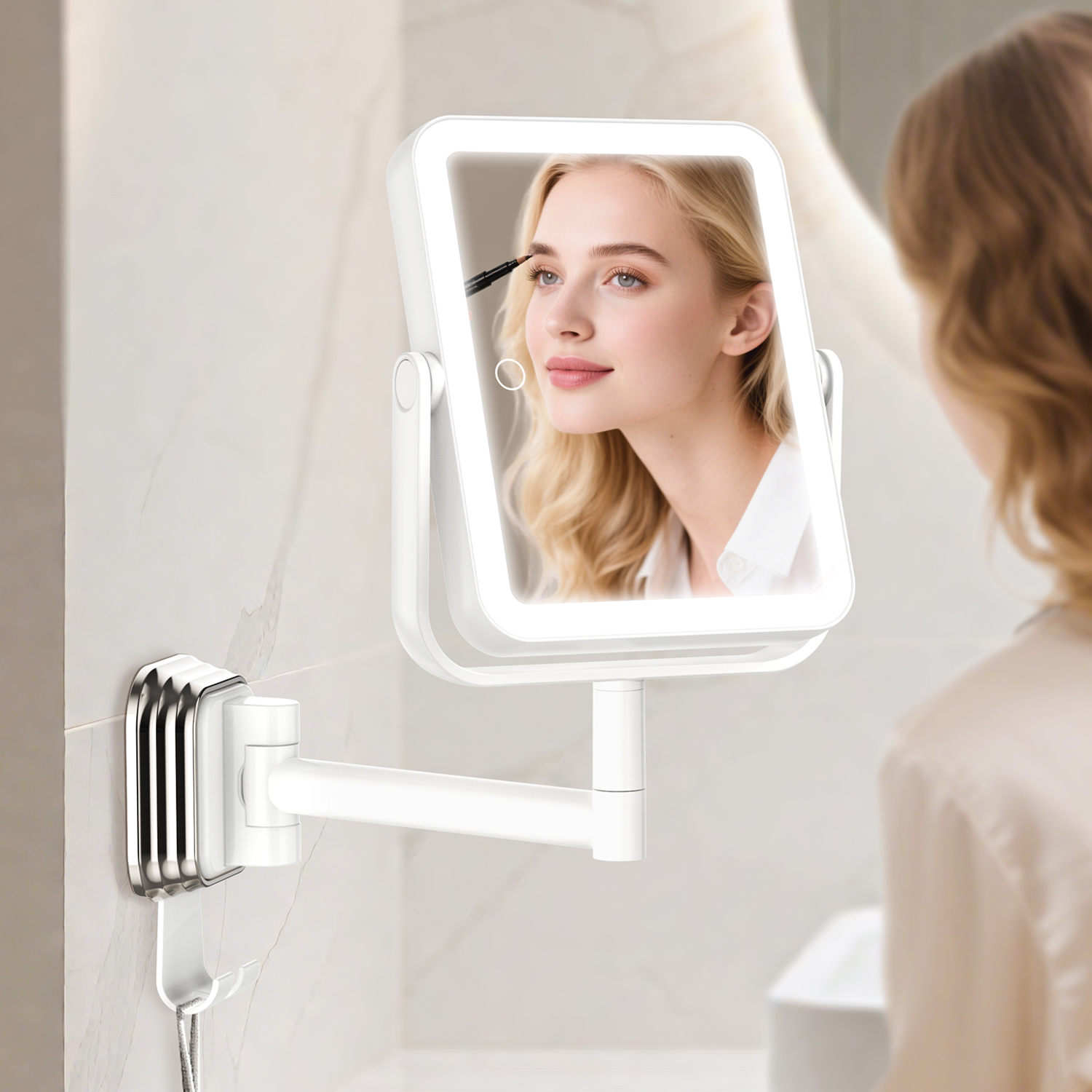 Wall Mounted LED Makeup Mirror with Customizable Magnification for Hotels, Beauty Brands and B2B Buyers
