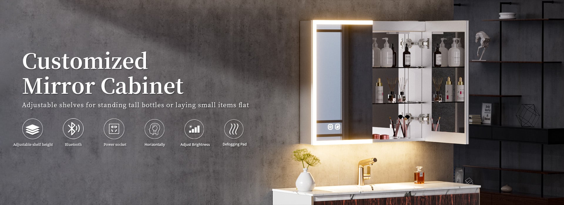 Smart led mirror cabinet