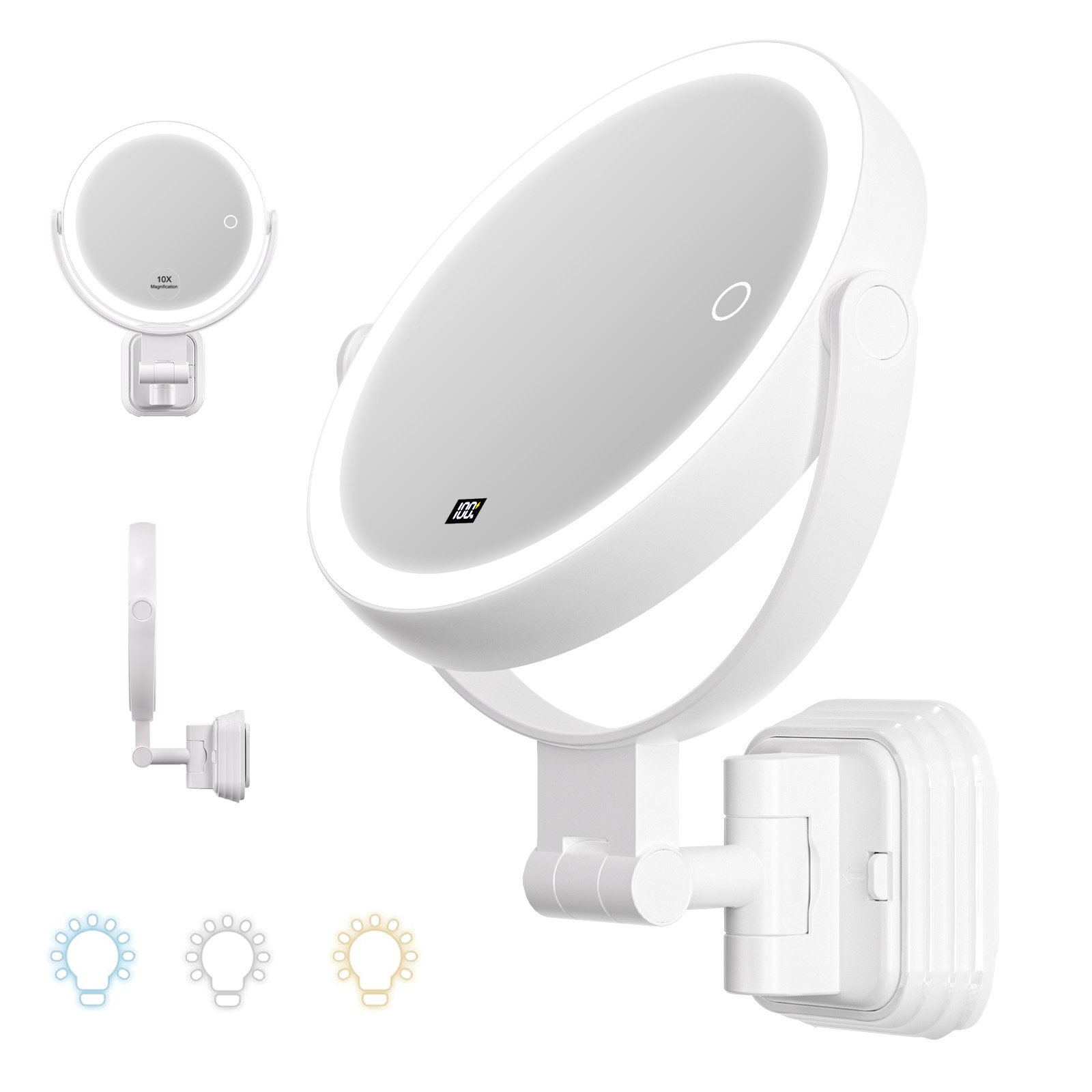 New Suction Cup LED Makeup Mirror for B2B Buyers: 10X Magnification, 360° Rotation and Wall-Mounted Stability