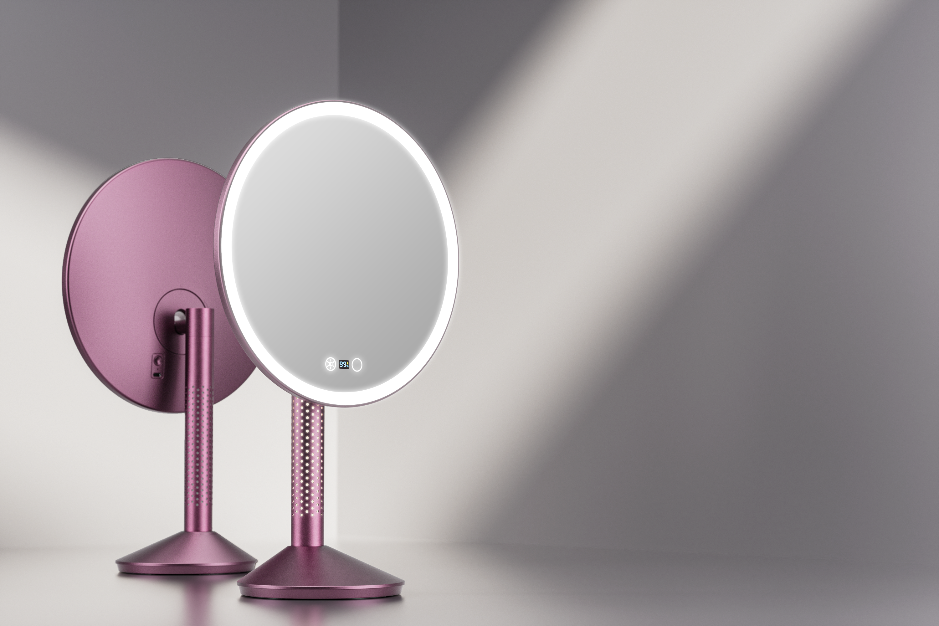 Smart Rechargeable Makeup Mirror for B2B Buyers: 5000mAh Battery, Three Color Lights and Ambient Lighting Design