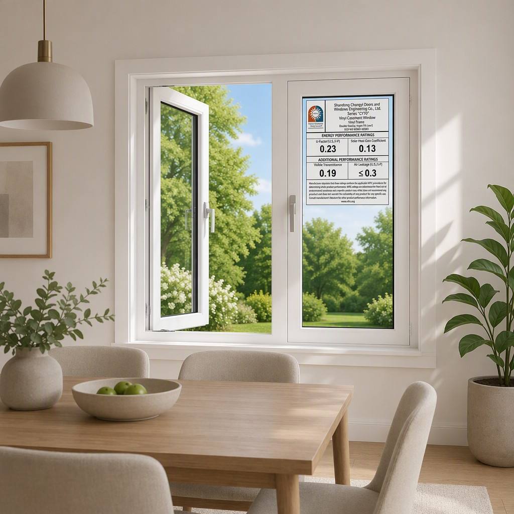 NFRC Certification Vinyl Casement Window Insulated Double Glass Soundproof For Residential House Remodeling