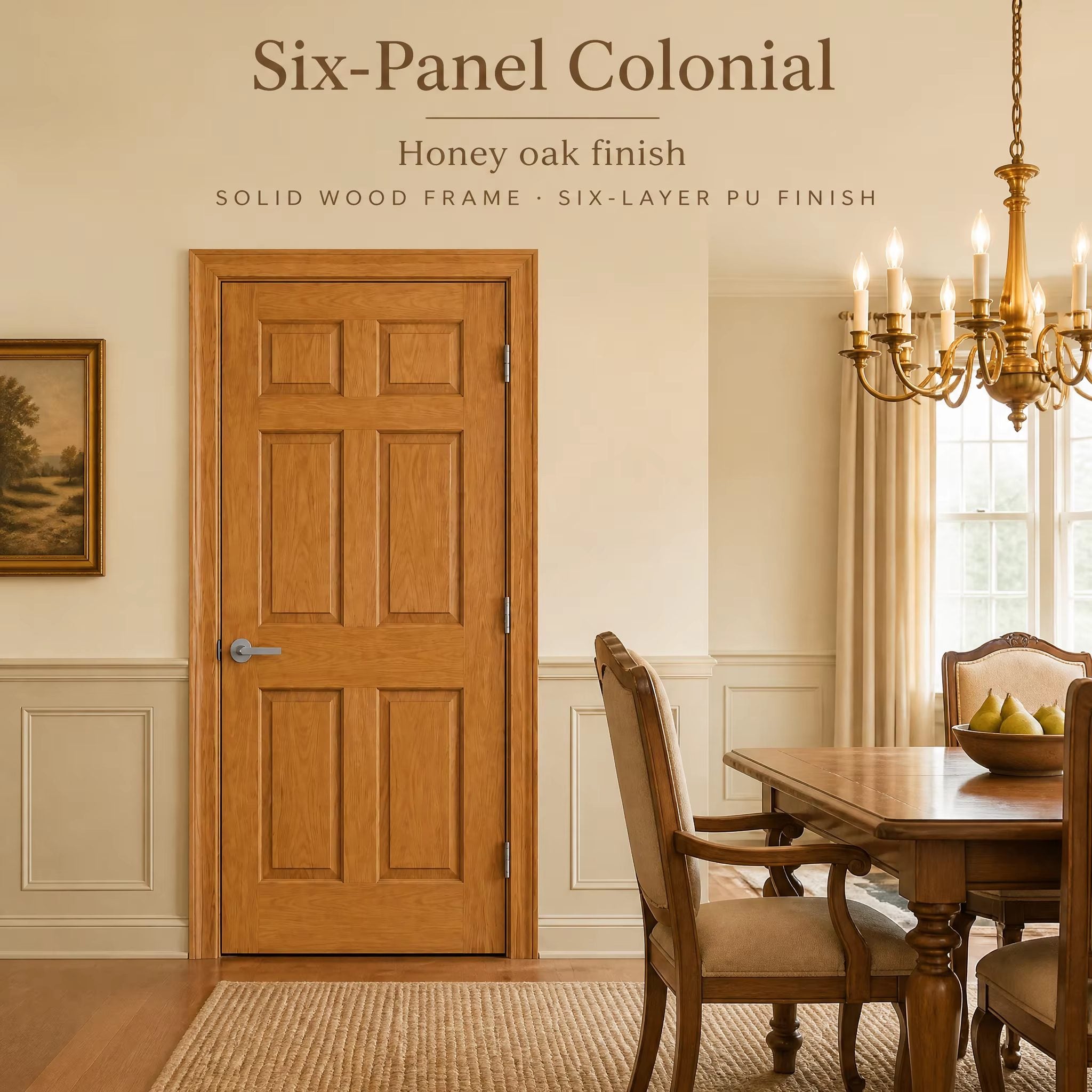 Classic American Wooden Interior Door Thick Solid Core Silent Close Wood Door Custom Wooden Interior Door Fits Any Room Size for Bedroom