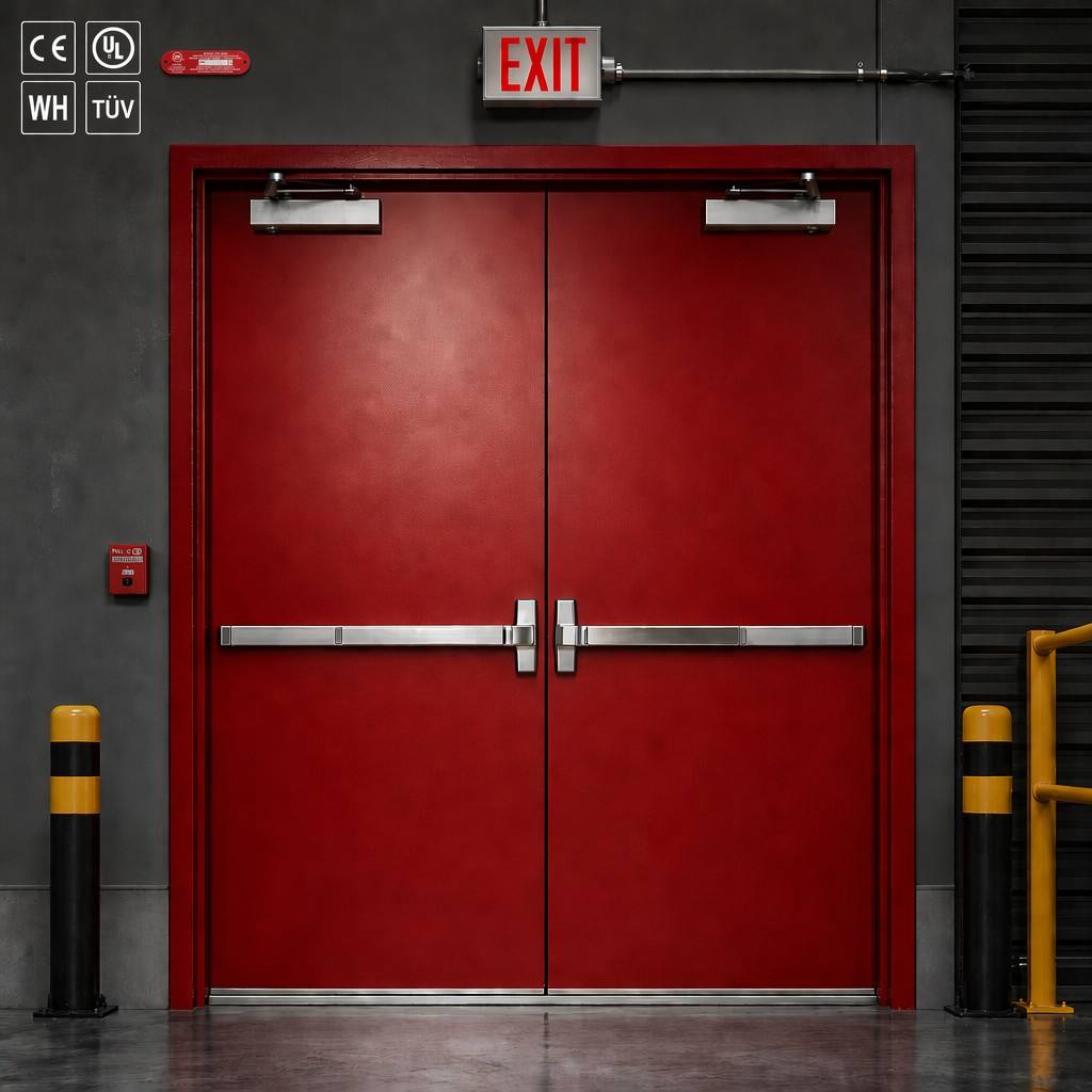 UL Steel Fire Rated Door Complete With Fire Resistant Door Closer For Commercial Building in USA Emergency Exit Fire Safety Protection
