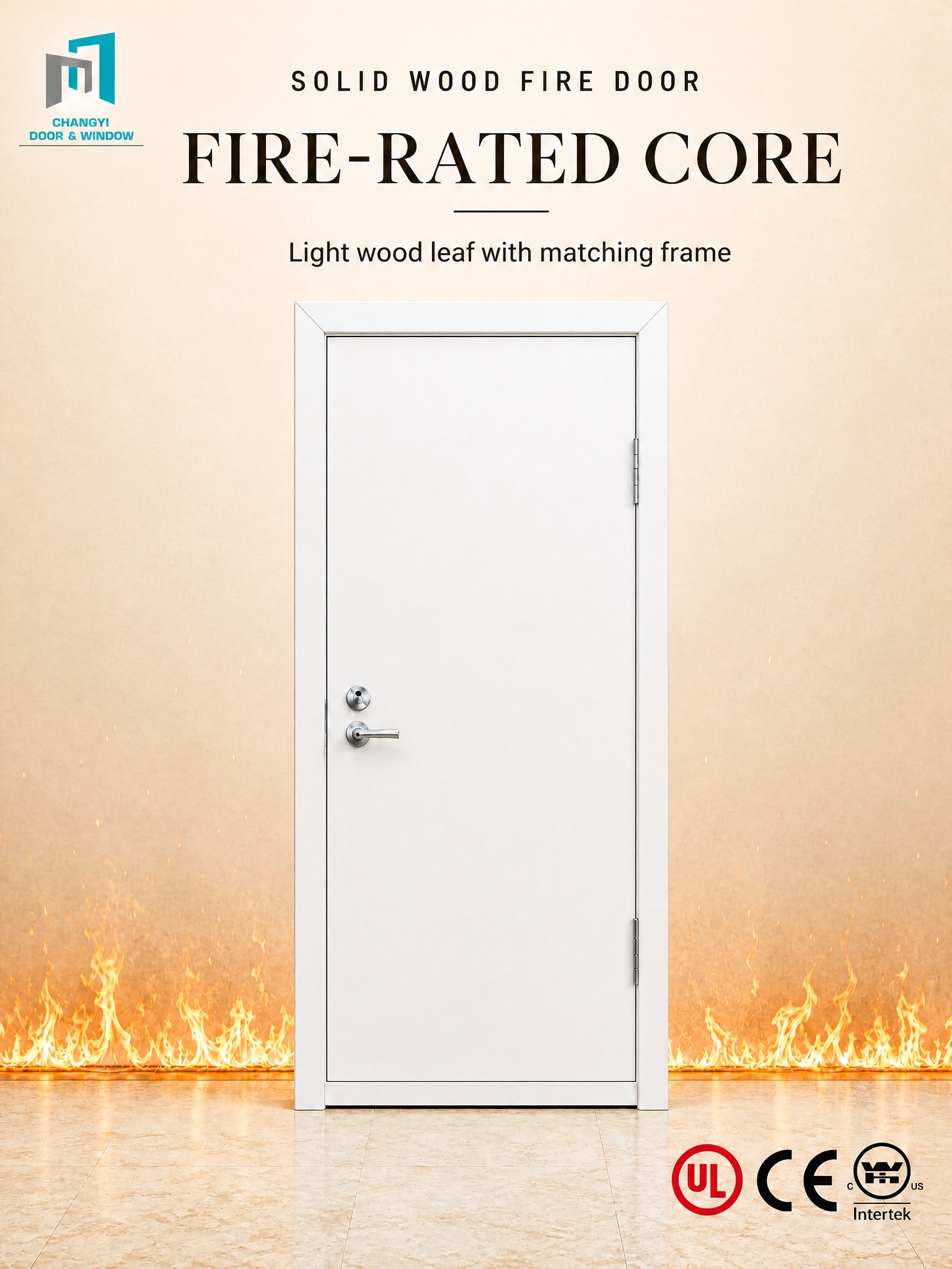 Timber Fire Door Passed UL 60 Minute Test Test For Home Use High Quality Customizable for Interior Room Door in America