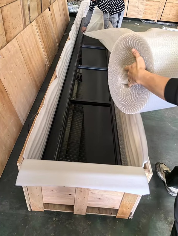 Villa garage door container loading and delivery logistics process