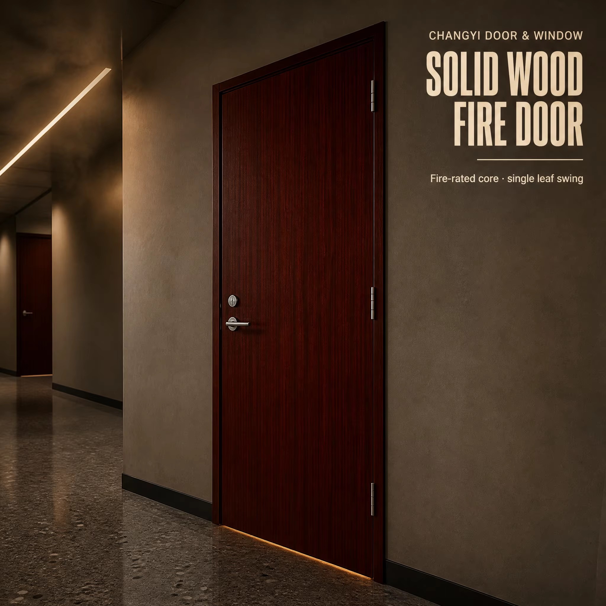 Wood Fire Rated Door Solid Core Timber Fireproof Door For Commercial Building Use Interior Door