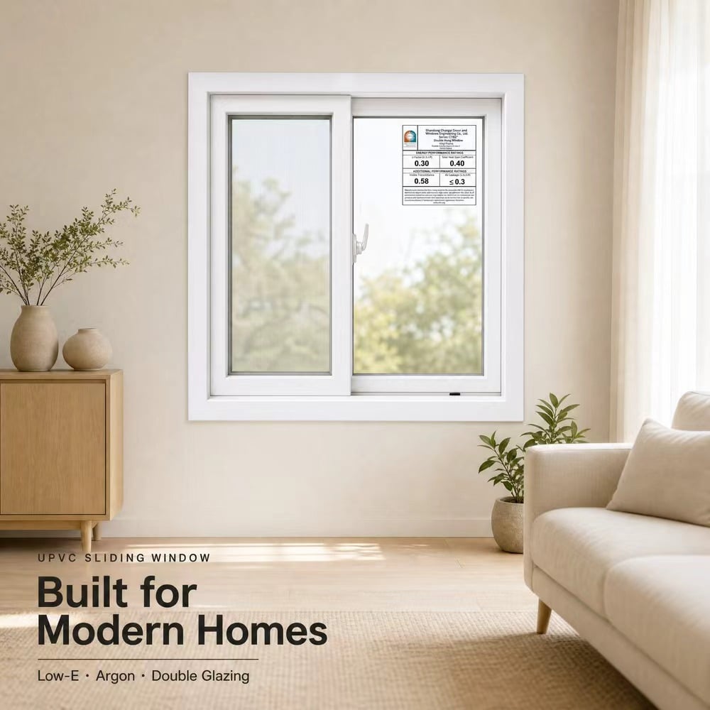 Energy Saving Vinyl Sliding Window Double Glazing Waterproof Noise Reduction For Residential Home Renovation Projects