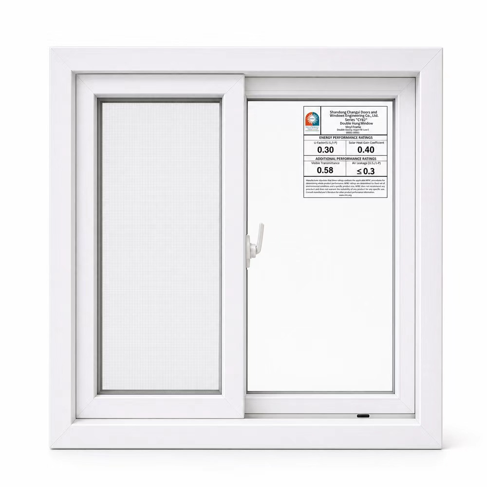 Vinyl Sliding Window Weatherproof Frame Smooth Custom Size  Slide Design For Apartment And Villa Building Installation