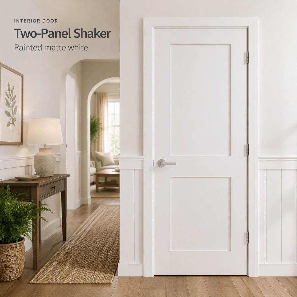 Minimalist Style Interior Wood Door Custom Color Soundproof White Wooden Door For Villa Bedroom Interior Renovation
