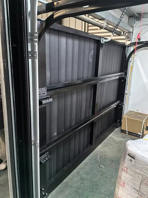 Waterproof residential garage door panel construction layers closeup