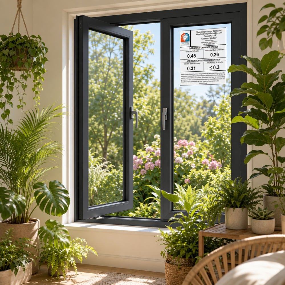 NFRC certification Custom Casement Window with Powder Coated Aluminum Frame, Thermal Break for Residential Exterior Design