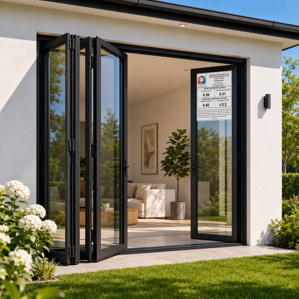 Aluminium Bifold Door Flexible Opening Style Anti Corrosion For Outdoor Terrace And Restaurant Space Separation Near The Sea
