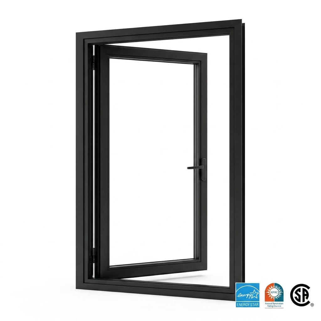NFRC certification Custom Casement Window with Powder Coated Aluminum Frame, Thermal Break for Residential Exterior Design