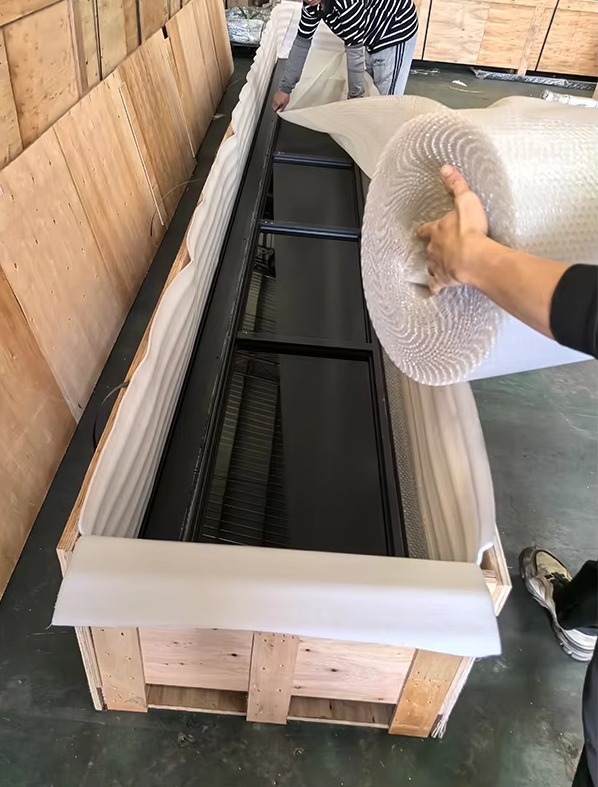 Security alloy panel garage door wooden crate packaging method