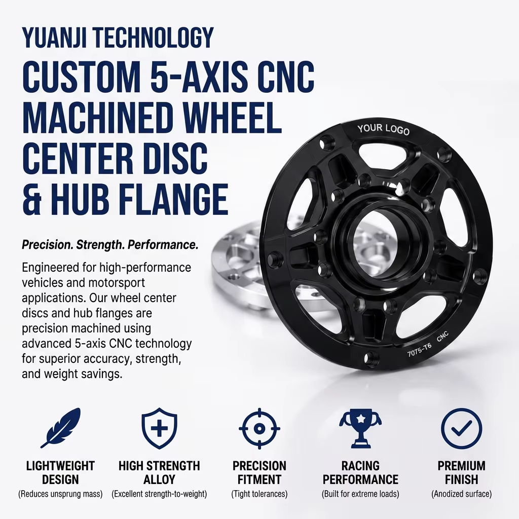 Custom 5-Axis CNC Milled Lightweight Wheel Center Disc & Hub Flange for Performance and Motorsport Applications