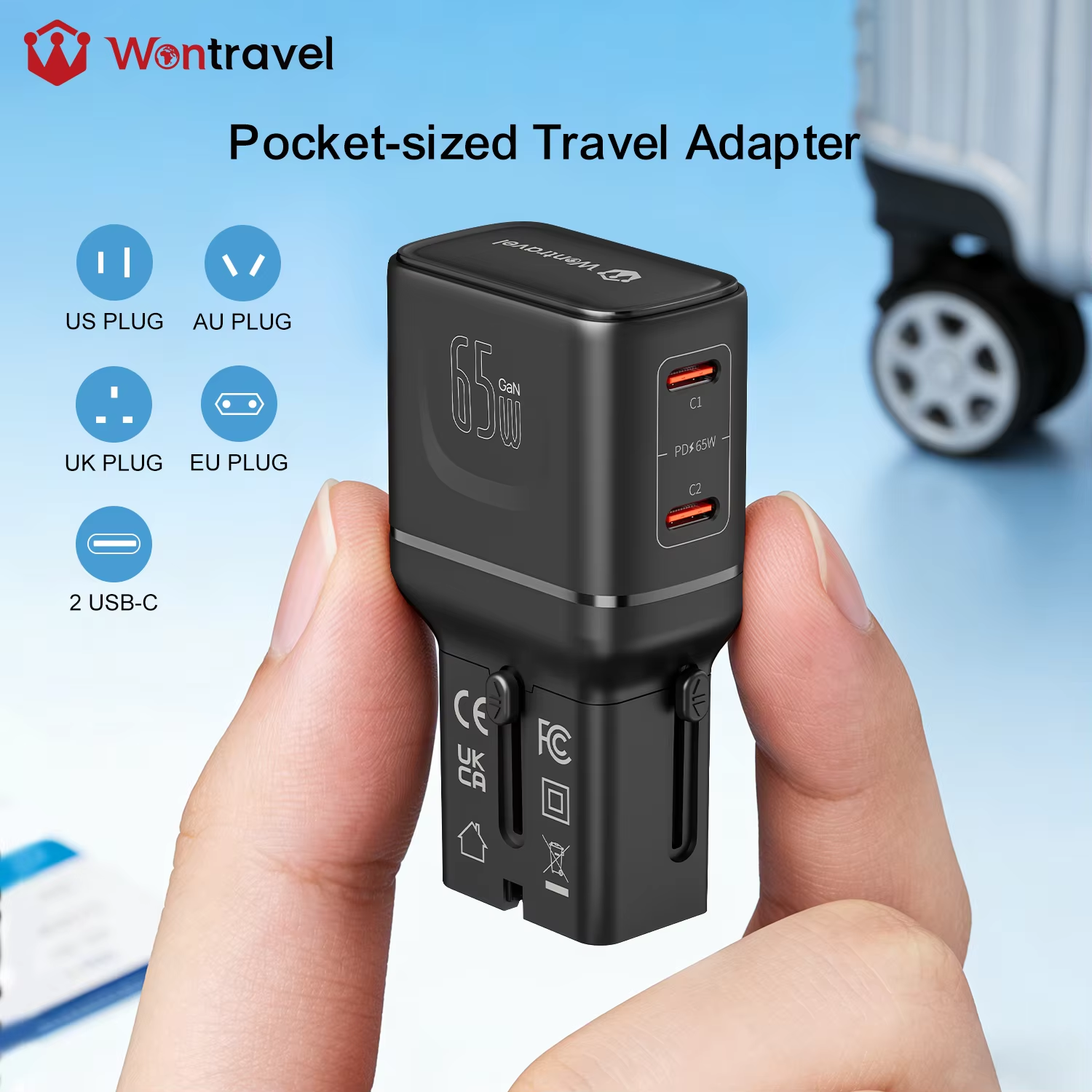 1Wontravel Mini Pocket Worldwide Universal Travel Adapter 65W PPS Usb Adapter Charger for Home and Travel.png