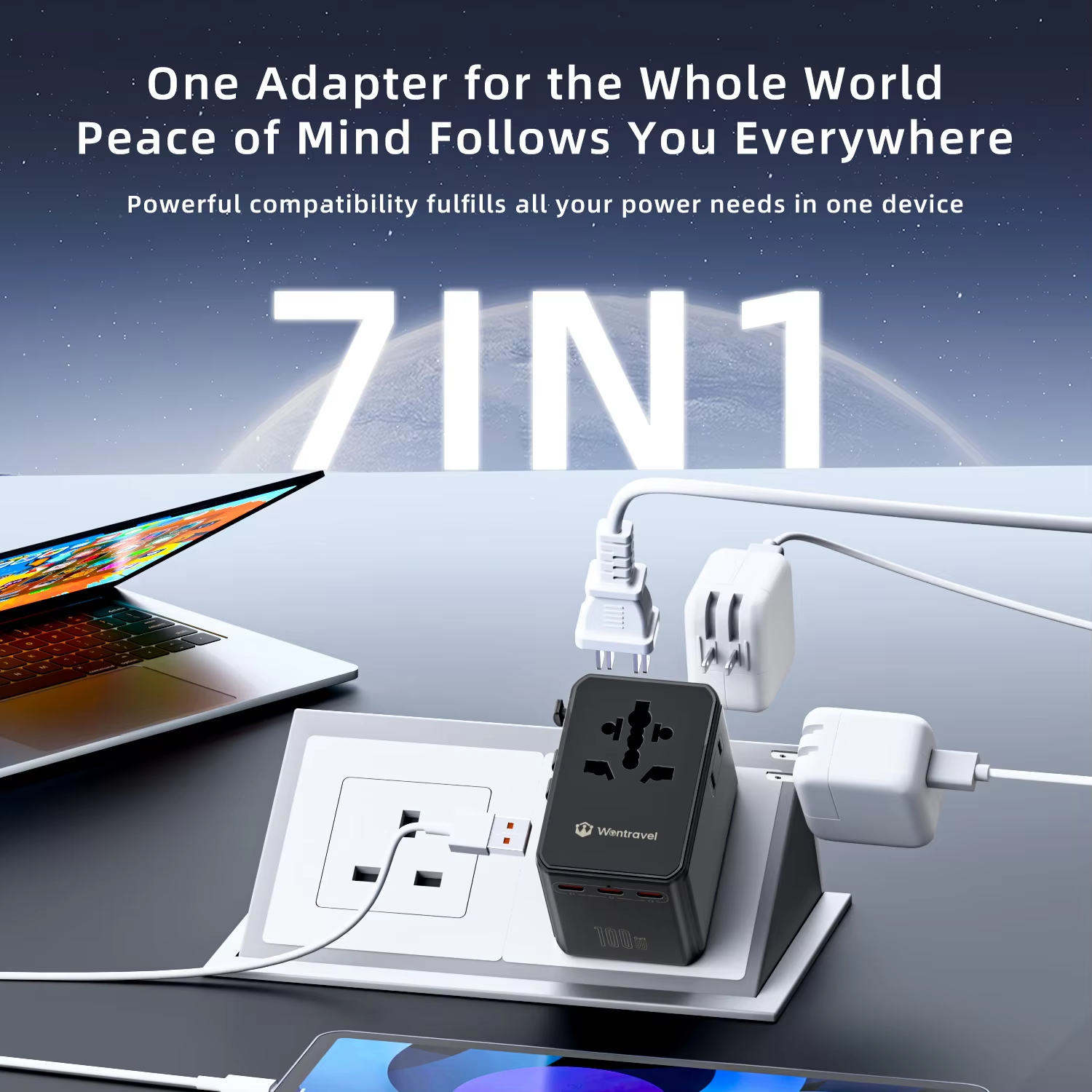 2Wontravel 100W GaN PD Power Adapter Travel Quick Charger International Universal Travel Adapter Type-c for Laptop with 3AC.png