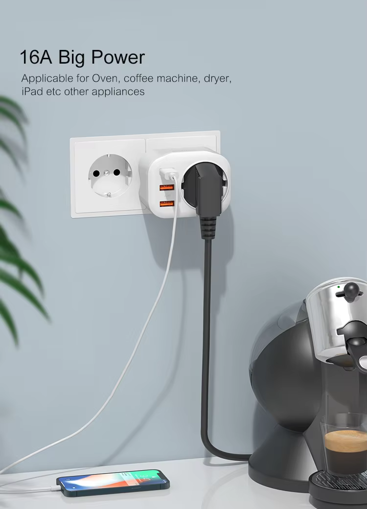 Wontravel 20 PD Own Patent 2 USB Power Strip Surge Protector Outlet Wall Plug Grounded Socket manufacture