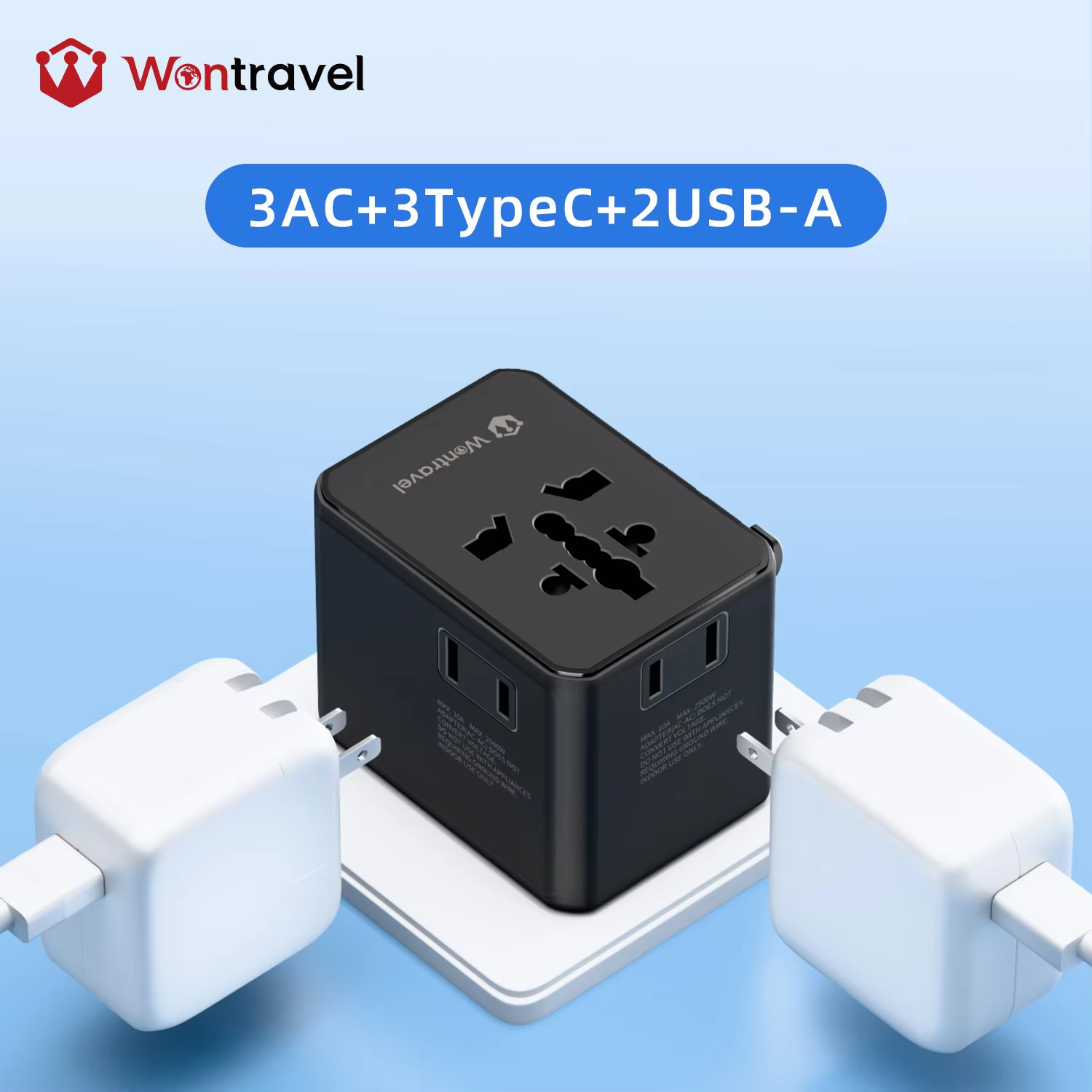 1Wontravel 70W GaN Fast Charging Electric Plug 3AC Sockets Global Universal Travel Adapter Mobile Phones for Travel.png