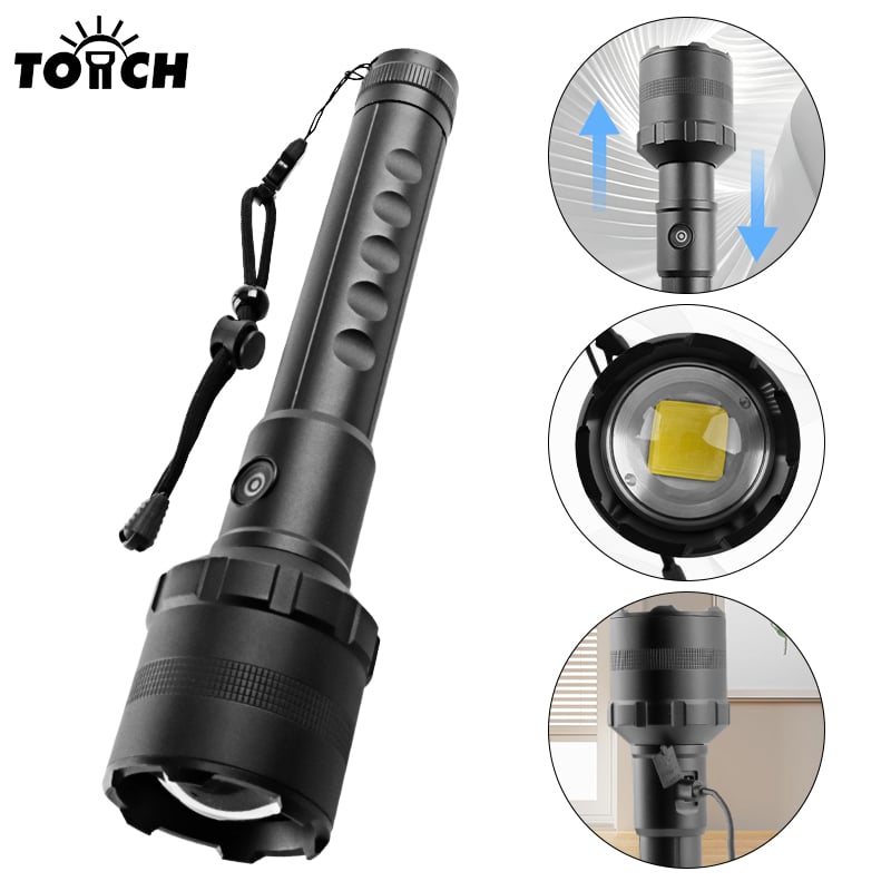 ไฟฉาย LED แบบซูมได้และชาร์จซ้ำได้ ให้แสงส่องสว่างสูง (High-Lumen) พร้อมฟังก์ชันพาวเวอร์แบงก์