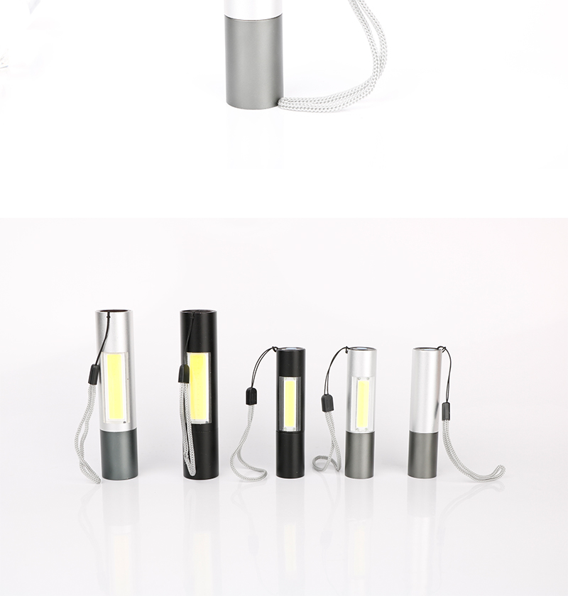 aluminium alloy rechargeable led flashlight with xpe and cob light zoomable with belt clip-19