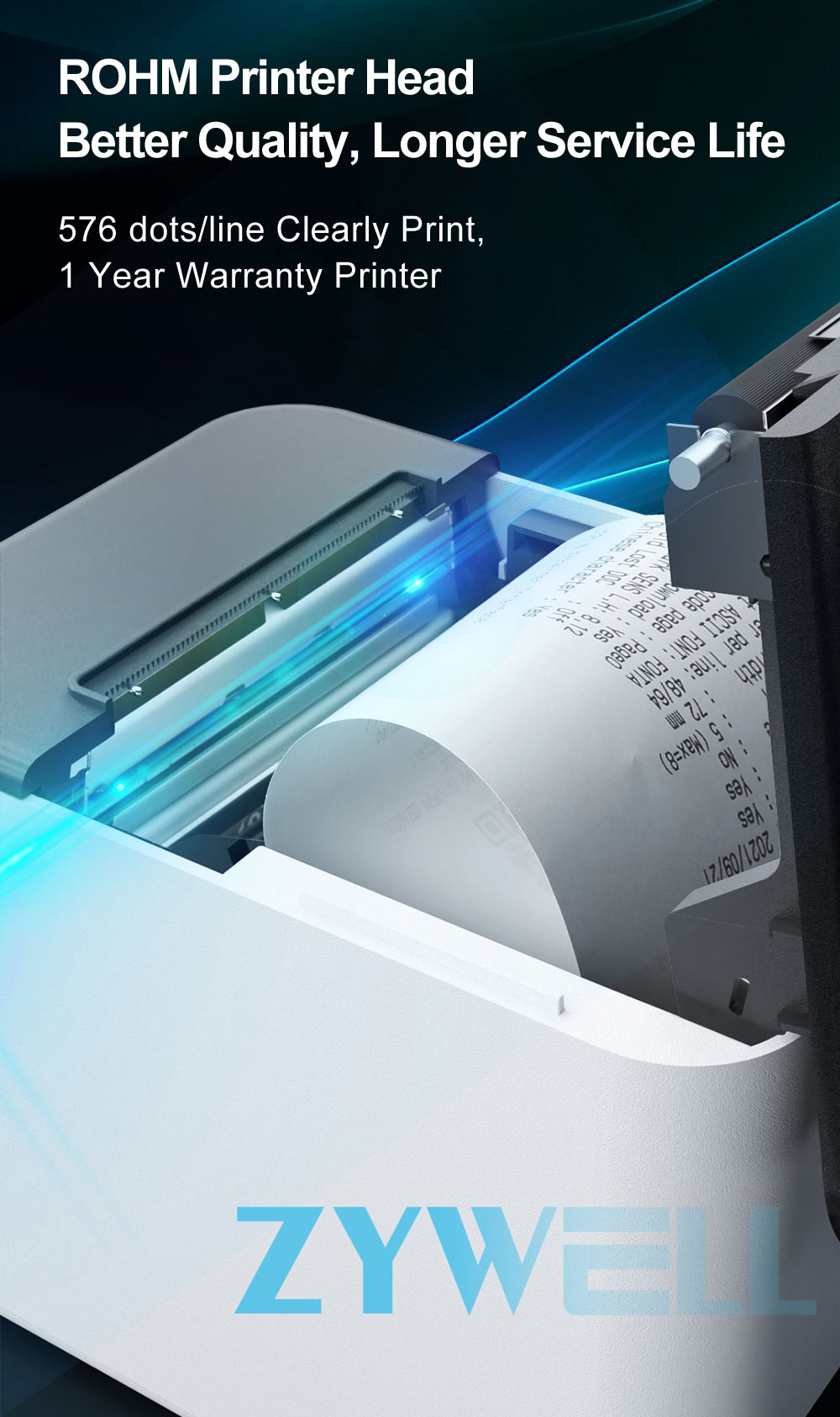 ZYWELL Zy-Q821 80 mm Bluetooth Termal Makbuz Yazıcısı, Çin ZYWELL