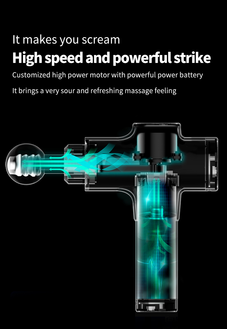 Professional Percussion Massage Gun | 32-Speed LCD Display with Multiple Heads details