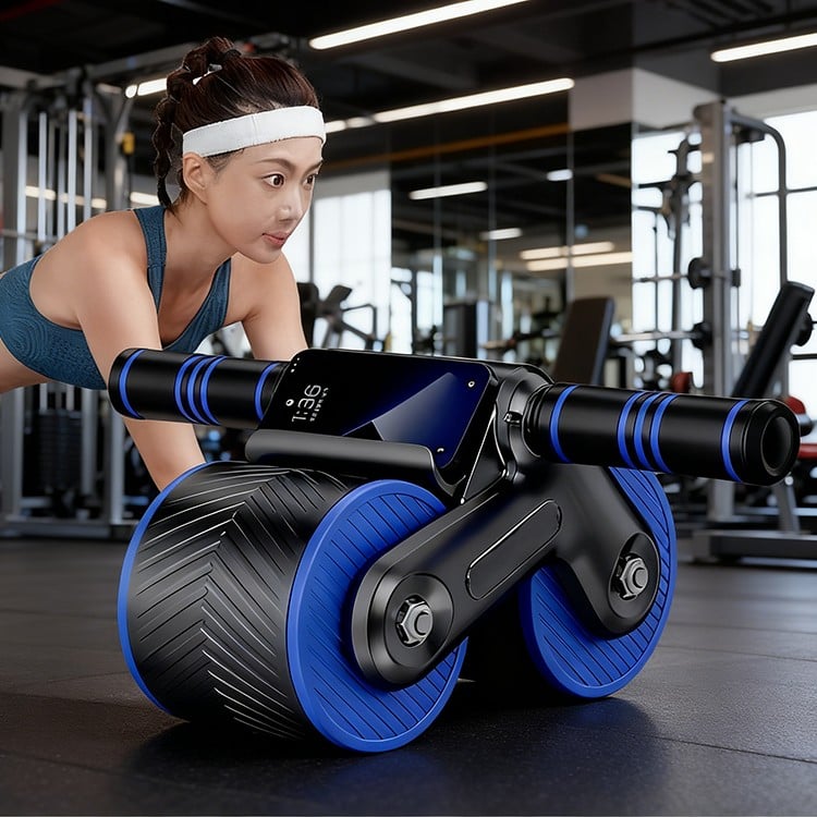 Smart Auto-Rebound Abdominal Wheel with Elbow Support,ABS/TPE for Home Core Training