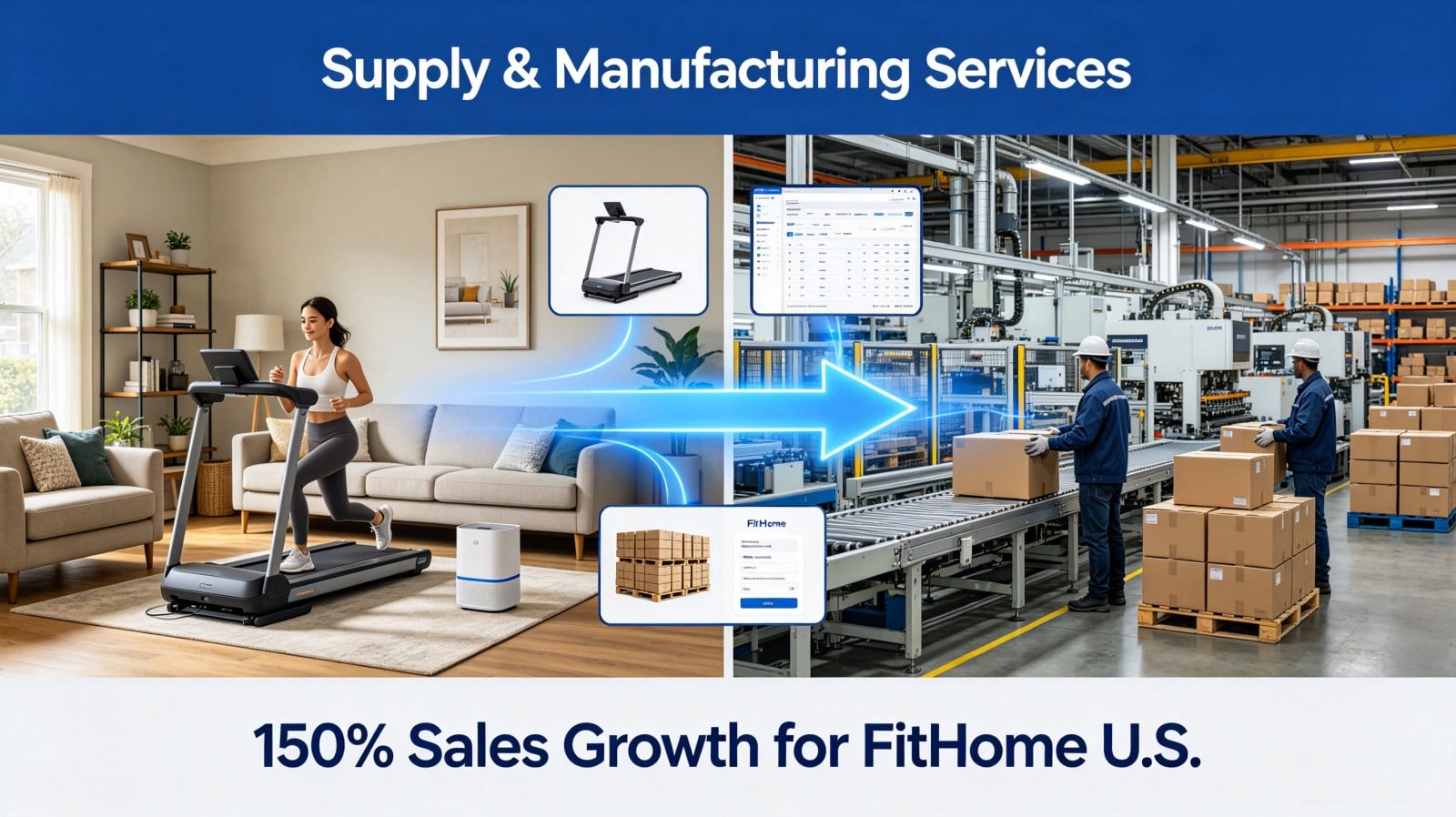  Our Supply & Manufacturing Services Help FitHome (U.S.) Build a Cost-Effective Product Line, Driving 150% Sales Growth​