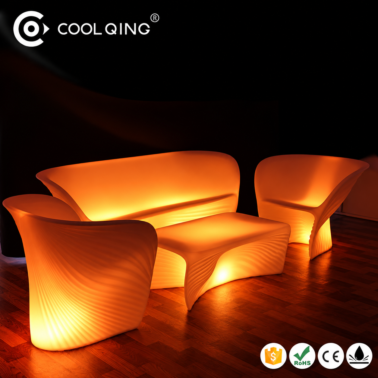 LED Illuminated Furniture European-Style Creative Multicolor Shell Pattern Sofa KTV Bar Coffee Table Manufacturer