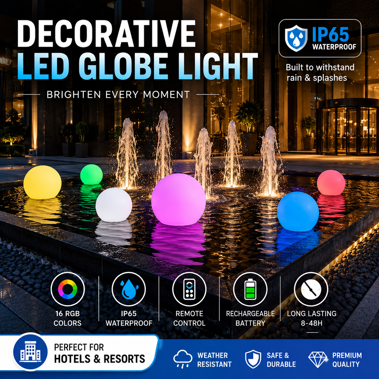 Rechargeable RGB LED Ball Light for Event Planners | Wireless Waterproof Decorative Lighting for Weddings, Parties & Rental Events