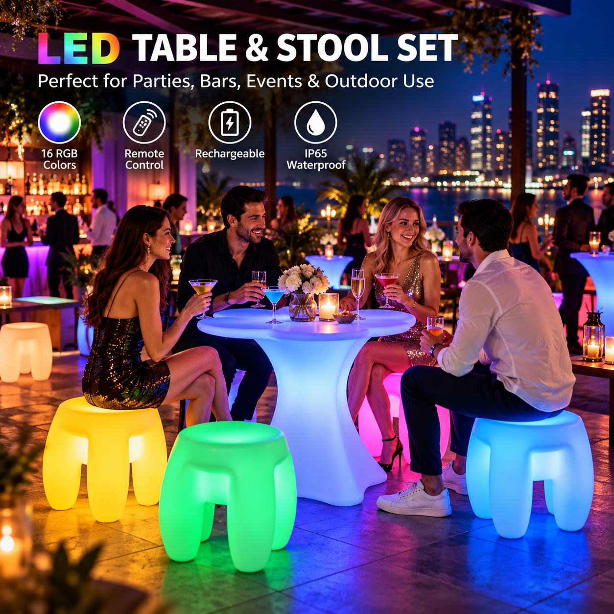 16 color LED triangular stool