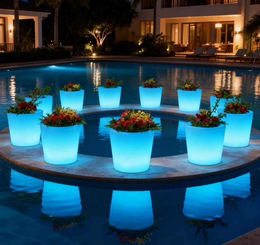 Outdoor LED Glow Flower Pot  for Garden, Patio & Event Decor