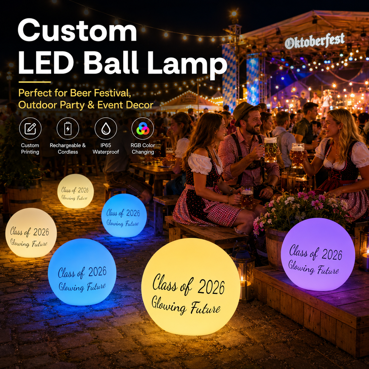 IP65 Waterproof Smart 30CM LED Ball | Garden Party Landscape Light