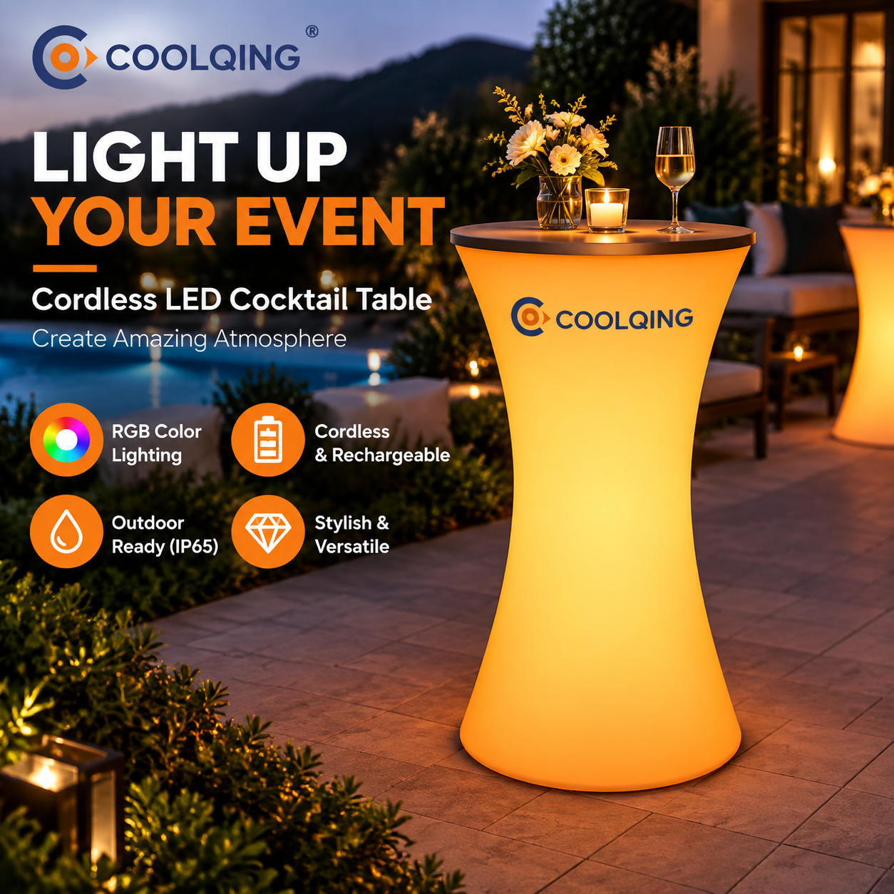 Nightclub LED Furniture RGB Color Changing Event Table Remote Control Round Cocktail Table LED bar Coffee Table Event Furniture