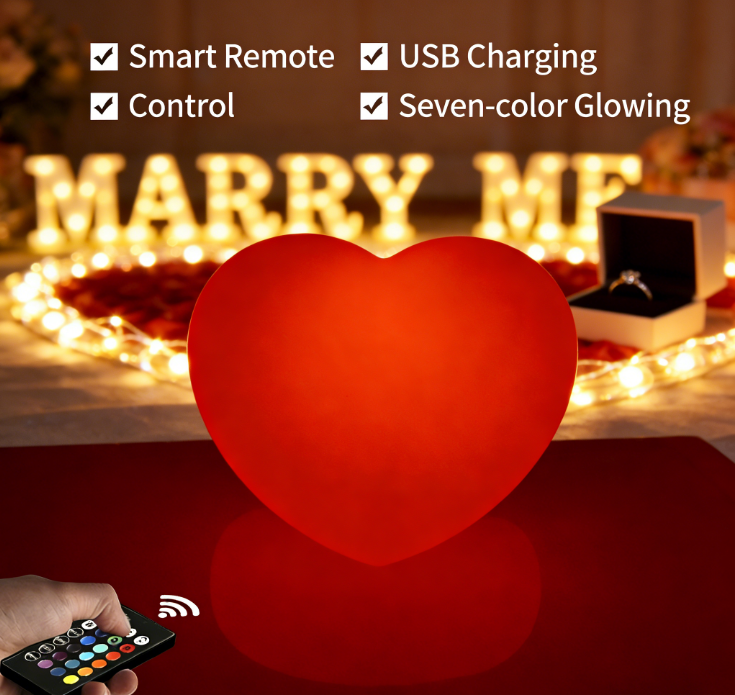 Portable LED Heart Lamp - Dimmable Colorful Ambient Light, Perfect for Home Decor, Wedding, Birthday Gift