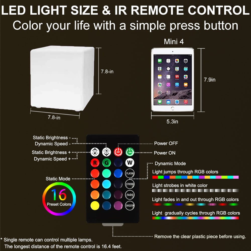 Led Luminous 20cm Cube Indoor Outdoor Plastic Furniture for Bar Nightclub Decoration details