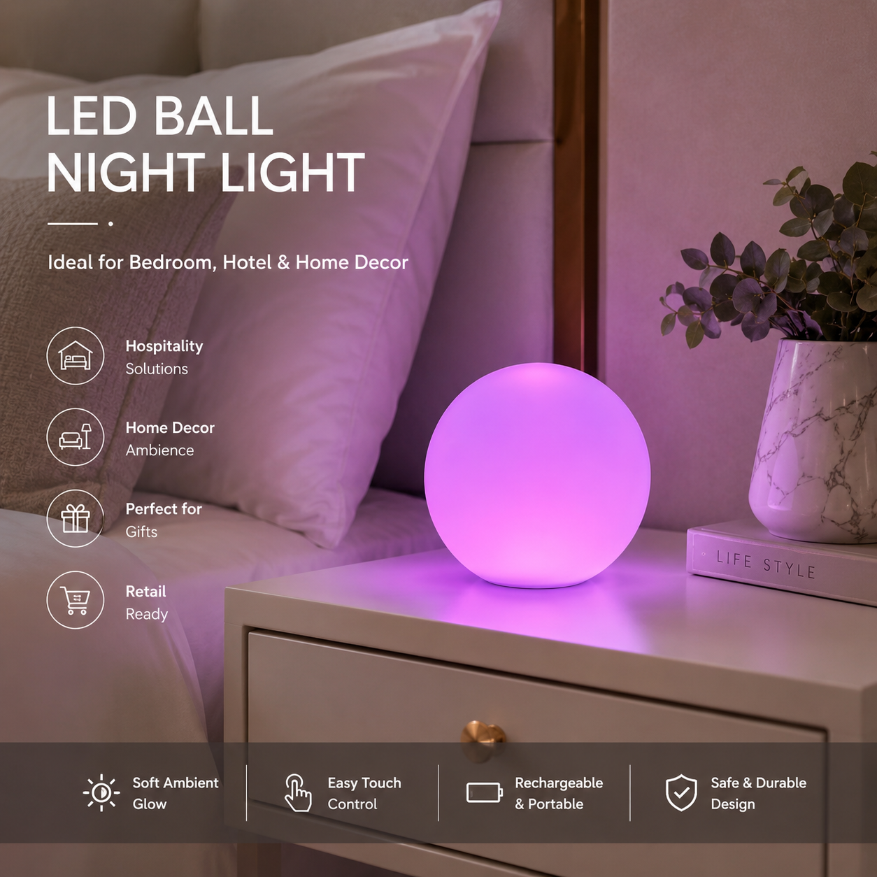 US Warehouse In Stock 20cm RGB LED Ball Light IP65 Waterproof Rechargeable Remote Control Wholesale Event Decor