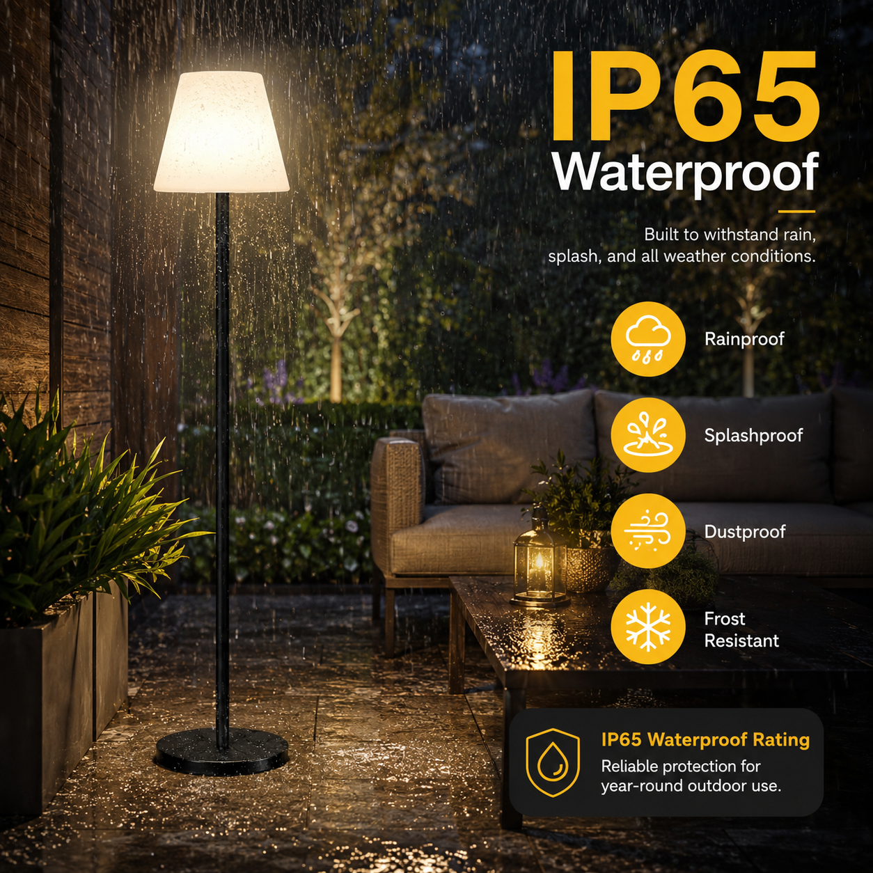 Outdoor Solar RGB Floor Lamp for Event Planners & Rental Companies | 7 RGB Colors, Gradient & Candlelight Flickering