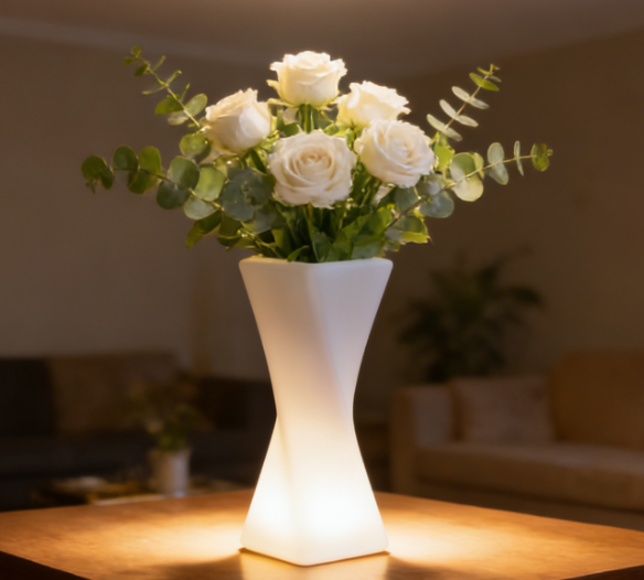 New Garden Decoration Plastic Lighting LED Flower Garden Pot