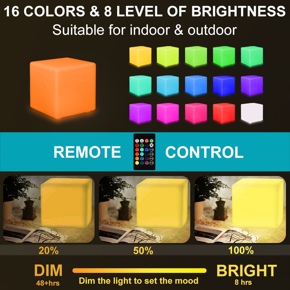 Led Luminous 20cm Cube Indoor Outdoor Plastic Furniture for Bar Nightclub Decoration manufacture